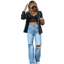 Chic High Waist Wide-Leg Jeans with Trendy Rips