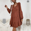 Women's Flowing Midi Dress with Ruffle Details
