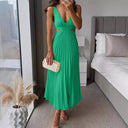 Chic Women's V-Neck Maxi Dress with Stylish Draping