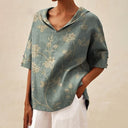 Floral Print Women's Blouse with Modern Collar