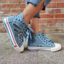 Trendy Women's High-Top Sneakers with Zipper Accents