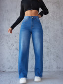 High-Waisted Mom Jeans with Frayed Hem for Women