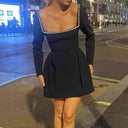 Square Neckline Cocktail Dress with Pearl Accents