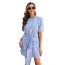 Chic Women's Checkered Dress with Belt
