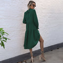 Chic Midi Dress with Ruffles and Long Sleeves