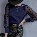 Chic Women's Blouse with Sheer Puff Sleeves