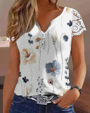 Floral Lace Accent Women's Blouse