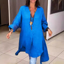 Woman’s Asymmetrical Linen Tunic with Chic Accents