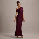 Asymmetrical Shoulder Women's Evening Dress - Chic Fitted Style