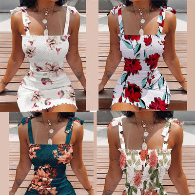 Floral Lace-Trimmed Women's Short Dress