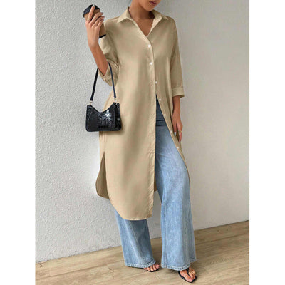 Chic Longline Button-Up Dress for Women