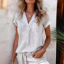 Women's Linen Blouse with Button Detail