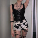 Chic Women's Corset Top with Ruffle Accents