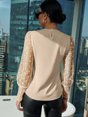 Chic Blouse with Sheer Puff Sleeves and Dots