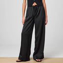 Chic High-Waisted Satin Trousers with Tie Belt