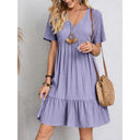 Women's Flared V-Neck Dress in Chic Style