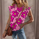 Floral Print Women's T-Shirt with Statement Sleeves
