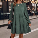 Women's Stylish Dress with Ruffled Hem and Puffed Sleeves