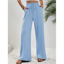 Chic Palazzos with Elastic Waist and Pocket Design