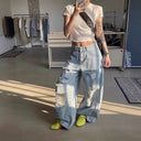 Trendy Destroyed Wide-Leg Jeans for Women