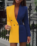 Chic Two-Tone Women's Blazer Dress