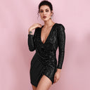 Women's Chic Wrap Party Dress with Glittering Accents