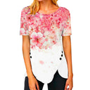 Floral Design Women's Asymmetrical Hem T-Shirt