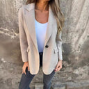 Chic Oversized Blazer Jacket with Deep V-Neck for Women