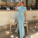 Chic Maxi Dress with Decorative Draping for Women