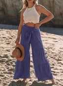 Chic Wide Pants with Tie Belt for Women
