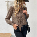 Chic Bow Neck Leopard Print Blouse