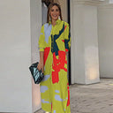 Trendy Women's Long Sleeve Graphic Shirt Dress with Pockets