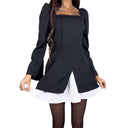 Chic Asymmetrical Cocktail Dress with Puff Sleeves