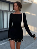 Sculptural Ruffle Sleeve Mini Dress for Women