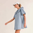 Women’s Denim Dress with Elegant Ruffle Detailing