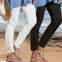 Ladies' Lace Trim Leggings with Elastic Waist