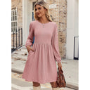Chic Women's Long Sleeve Pleated Dress
