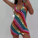 Glamorous Sequin Dress with Deep V-Neck Design