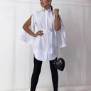 Chic Ruffle Sleeve Women's Shirt Dress with Waist Belt
