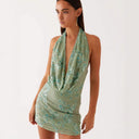Elegant Sheath Dress with Deep V-Neck and Embroidered Detailing
