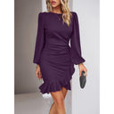 Chic Cocktail Dress with Puff Sleeves for Women