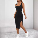 Women's Stylish Figure-Fitting Strap Dress with Side Slit
