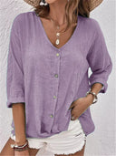 Chic Women's Blouse with Button Accents