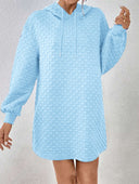 Textured Pattern Long Sleeve Hooded Women's Dress