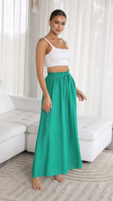 Elastic Waist Maxi Skirt with Pockets for Women