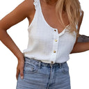 Stylish Women's Blouse with Button Placket & Ruffles