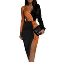 Glittering Deep V-Neck Bodycon Dress for Women
