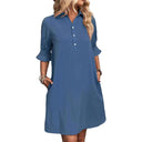 Women's Short Sleeve Shirt Dress with Pocket Style