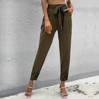 Stylish Women's Culotte Pants with Bow and Tie Belt