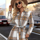 Chic Women's Checkered Dress with Belt & Buttons
